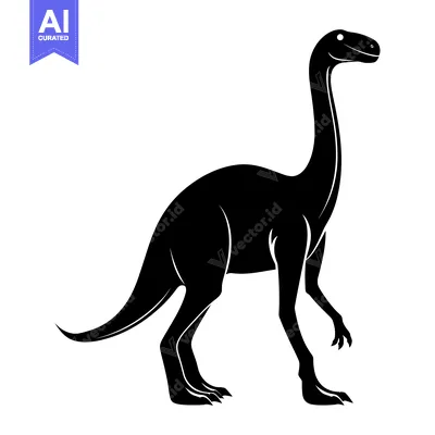 Aset premium populer: Black Silhouette of a Long-Necked Dinosaur