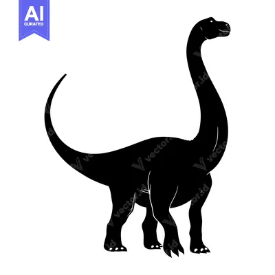 Aset premium populer: Black Silhouette of a Brachiosaurus Dinosaur