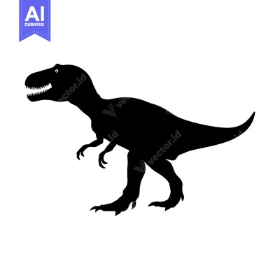 Aset desain premium: Black Silhouette of a Standing Dinosaur
