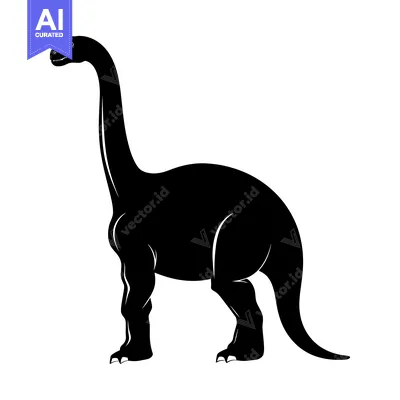 Aset desain premium: Black Silhouette of a Brachiosaurus Dinosaur