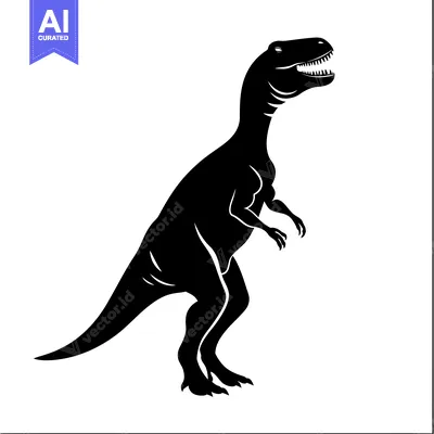 Aset premium populer: Black and White Silhouette of a Standing Dinosaur