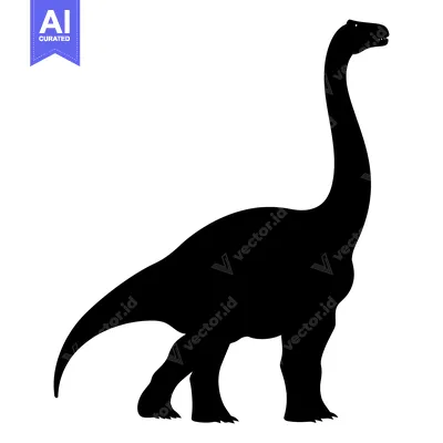 Popular premium asset: Black Silhouette of a Standing Brachiosaurus Dinosaur