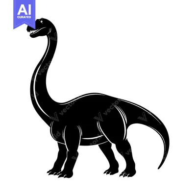 Aset premium populer: Black Silhouette of a Brachiosaurus Dinosaur