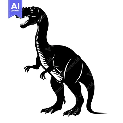 Popular premium asset: Black Silhouette of a Standing Dinosaur with Claws and Teeth