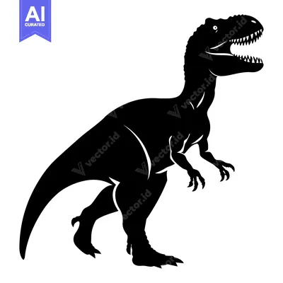 Premium design asset: Black silhouette of a roaring tyrannosaurus rex dinosaur