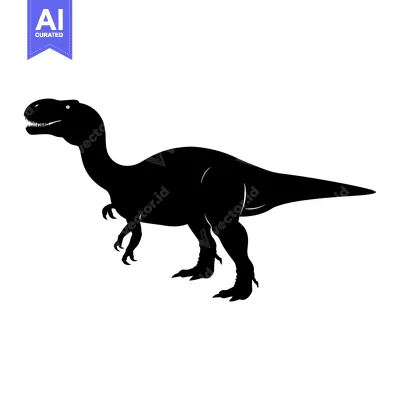 Aset premium populer: Black Silhouette of a Standing Dinosaur