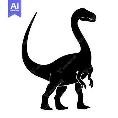 Aset premium populer: Black Silhouette of a Standing Dinosaur with a Long Tail