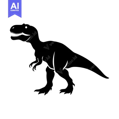Aset desain premium: Black Silhouette of a Tyrannosaurus Rex Dinosaur