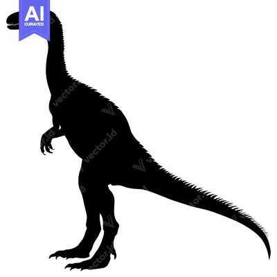 Aset desain premium: Black Silhouette of a Standing Dinosaur