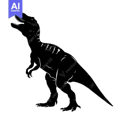 Aset premium populer: Silhouette of a Tyrannosaurus Rex Dinosaur Standing with Mouth Open
