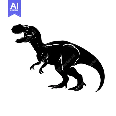 Popular premium asset: Black Silhouette of a Roaring Tyrannosaurus Rex Dinosaur