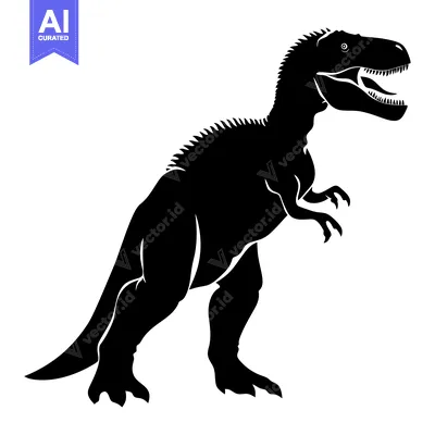 Popular premium asset: Black silhouette of a Tyrannosaurus Rex dinosaur standing and roaring