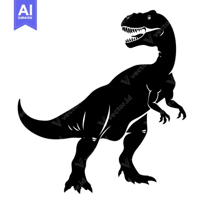 Popular premium asset: Black Silhouette of a Standing Dinosaur with Sharp Claws and Teeth