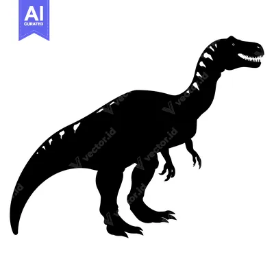 Aset premium populer: Black Silhouette of a Standing Dinosaur