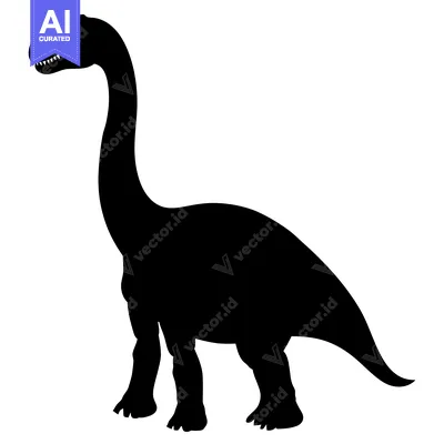 Aset premium populer: Black Silhouette of a Standing Brachiosaurus Dinosaur