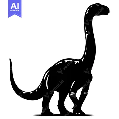 Aset premium populer: Black and White Silhouette of a Standing Dinosaur