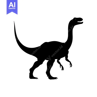 Aset premium populer: Black Silhouette of a Standing Dinosaur