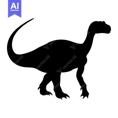 Popular premium asset: Black Silhouette of a Dinosaur with a Long Neck and Tail