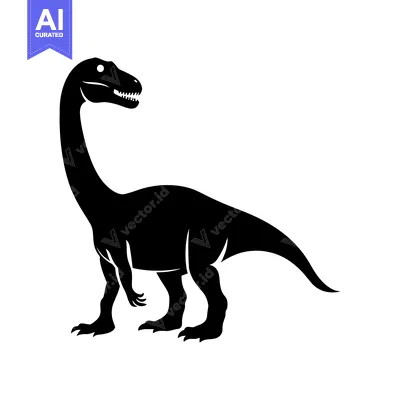 Black and White Silhouette of a Dinosaur