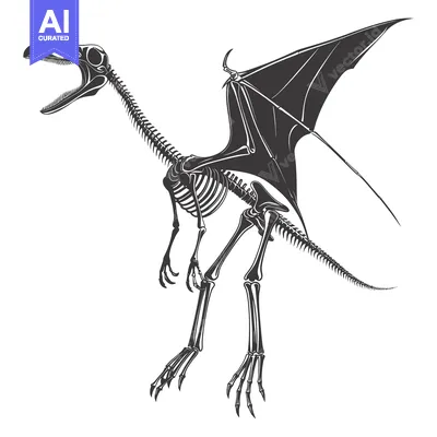 Aset desain premium: Skeletal Remains of a Flying Dinosaur with Open Mouth