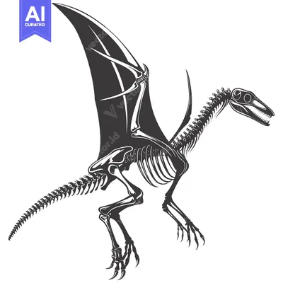 Aset desain premium: Skeletal Remains of a Pterodactyl with Spread Wings