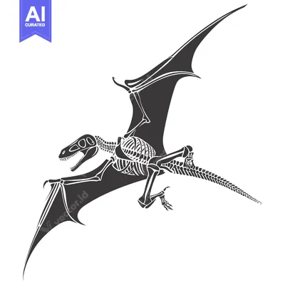 A Detailed Skeleton of a Pterodactyl in Flight
