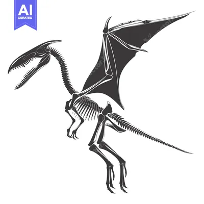 Skeletal Reconstruction of a Pterodactyl with Open Mouth and Spread Wi