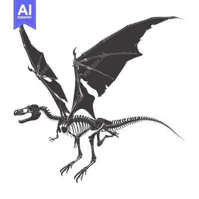Aset premium populer: Skeleton of a Flying Dragon with Spread Wings