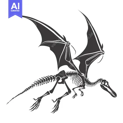 Popular premium asset: Skeletal Illustration of a Flying Dinosaur with Spread Wings