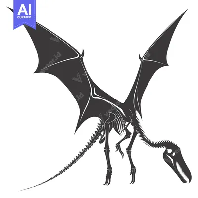 Popular premium asset: Silhouette of a Pterodactyl Skeleton with Spread Wings