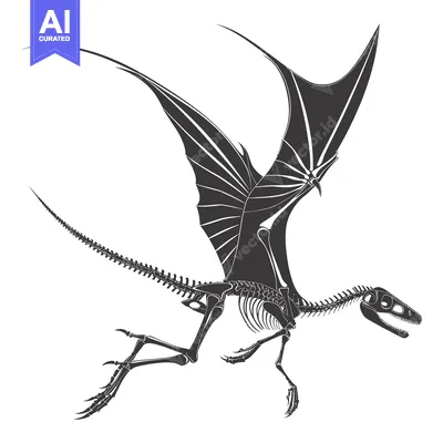 Premium design asset: Skeletal Remains of a Flying Dinosaur with Spread Wings