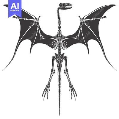 Aset desain premium: Skeletal Structure of a Winged Dragon