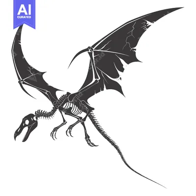 Premium design asset: Skeletal Dragon in Flight with Spread Wings