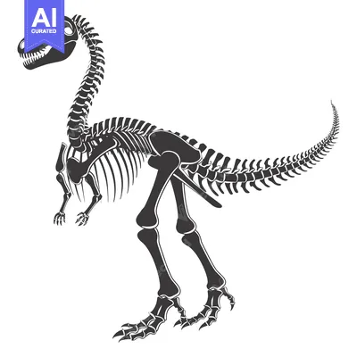 Aset premium populer: Silhouette of a dinosaur skeleton in a standing position