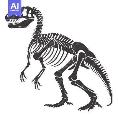 Aset desain premium: Tyrannosaurus Rex Dinosaur Skeleton Silhouette