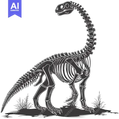 Aset premium populer: A Black and White Silhouette of a Dinosaur Skeleton