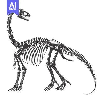 Aset desain premium: Detailed Skeletal Structure of a Dinosaur