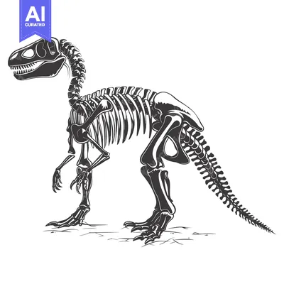 Aset premium populer: Detailed Skeletal Remains of a Prehistoric Dinosaur