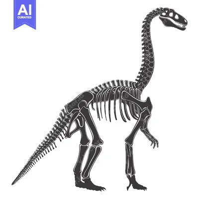Popular premium asset: Silhouette of a dinosaur skeleton with a long neck and tail