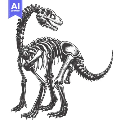 Popular premium asset: Detailed Illustration of a Dinosaur Skeleton in Profile