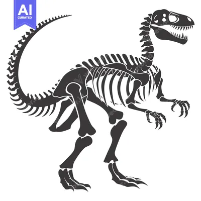 Aset premium populer: Black and White Silhouette of a Dinosaur Skeleton