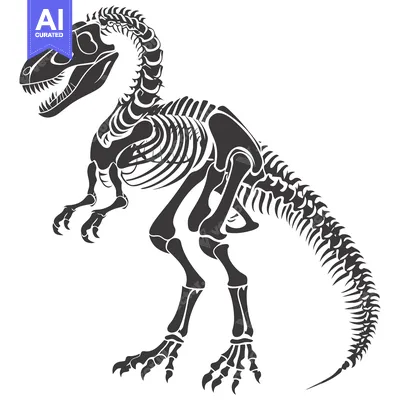 Aset premium populer: Black and White Silhouette of a Tyrannosaurus Rex Skeleton