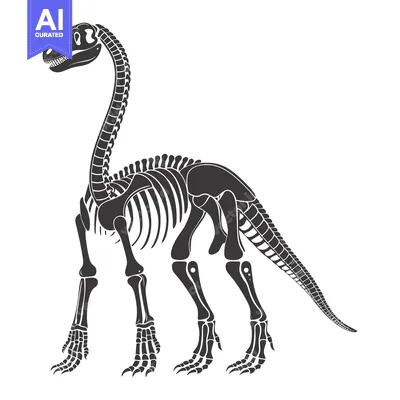 Aset premium populer: Skeletal Remains of a Dinosaur with a Long Neck and Tail