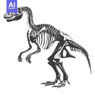 Aset desain premium: Skeletal Remains of a Velociraptor Dinosaur