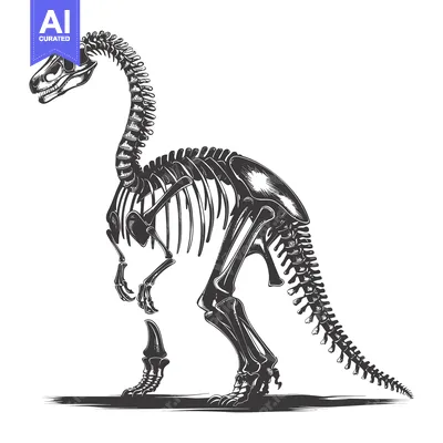 Aset desain premium: Detailed Skeleton of a Standing Dinosaur