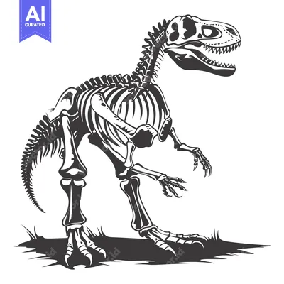 Aset desain premium: Tyrannosaurus Rex Skeleton in a Standing Pose
