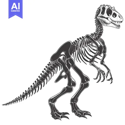 Premium design asset: Skeletal Reconstruction of a Dinosaur in Standing Position