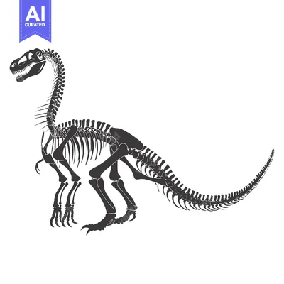 Black and White Silhouette of a Dinosaur Skeleton