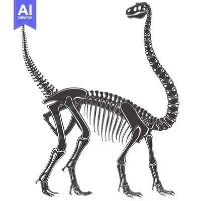 Aset premium populer: Skeleton of a long-necked dinosaur with a long tail