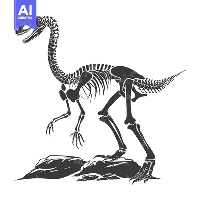 Dinosaur Skeleton Standing on Rocky Ground